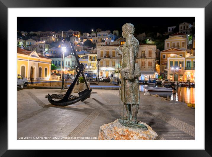 Statue to a sponge diver. Framed Mounted Print by Chris North
