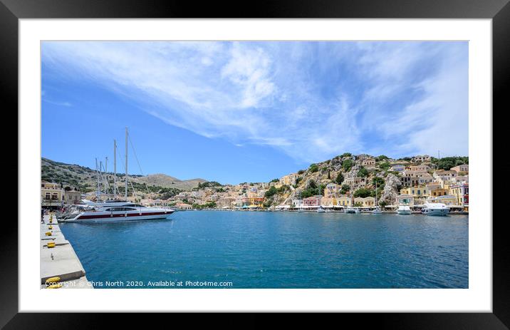 Symi Harbour. Framed Mounted Print by Chris North