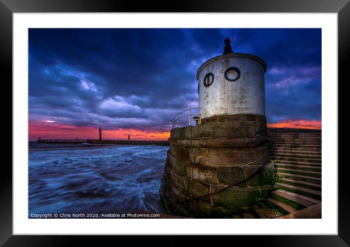 Whitby harbour coastal defences, Whitby  Yorkshire Framed Mounted Print by Chris North