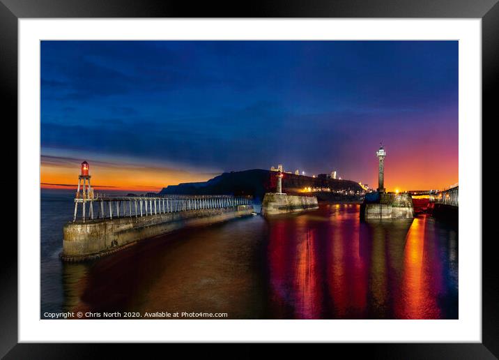 Whitby harbour sunrise. Framed Mounted Print by Chris North