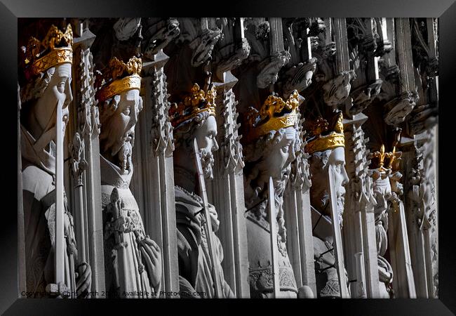 The choir screen at York minster. Framed Print by Chris North