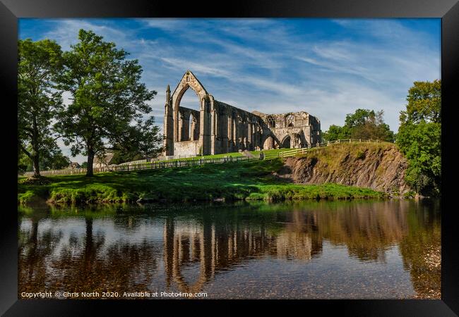 Bolton Abbey and the river Wharfe. Framed Print by Chris North