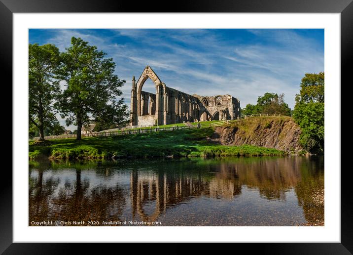 Bolton Abbey and the river Wharfe. Framed Mounted Print by Chris North