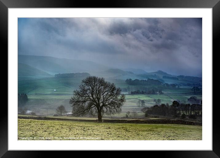 Misty morning, Grassington. Yorkshire Dales. Framed Mounted Print by Chris North