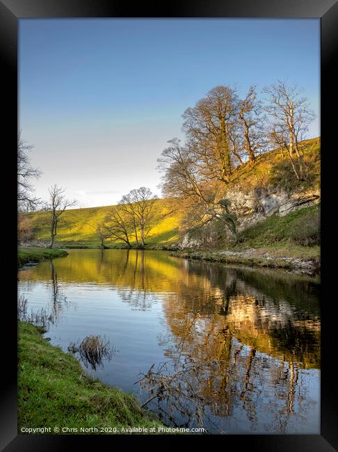 A bend in the river Wharfe, near Burnsall. Framed Print by Chris North