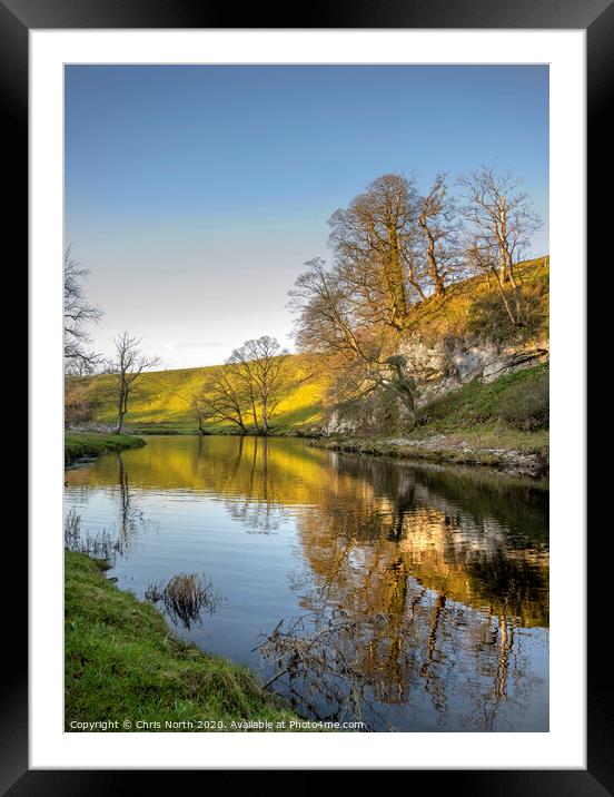 A bend in the river Wharfe, near Burnsall. Framed Mounted Print by Chris North
