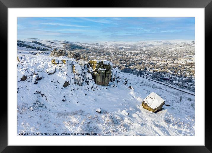 Winter at the Cow and Calf rocks. Framed Mounted Print by Chris North