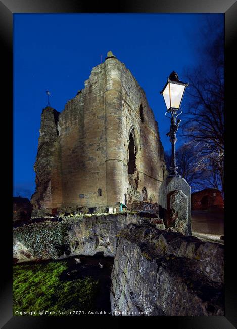 Knaresborough Castle at night. Framed Print by Chris North