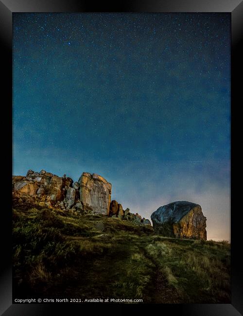 Cow and calf rocks by starlight. Framed Print by Chris North