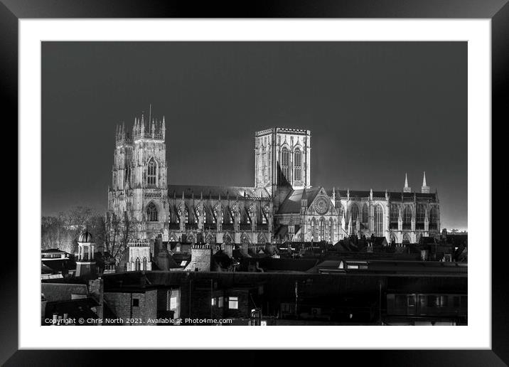 York Minster at night. Framed Mounted Print by Chris North