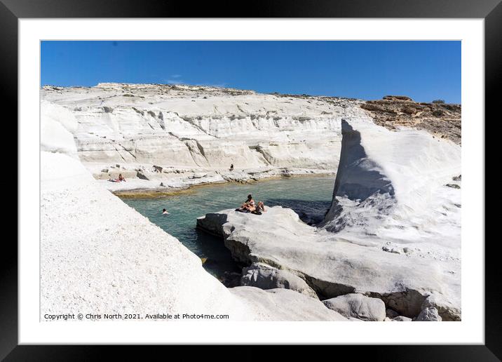 Sarakiniko is a beach on Milos Island Framed Mounted Print by Chris North