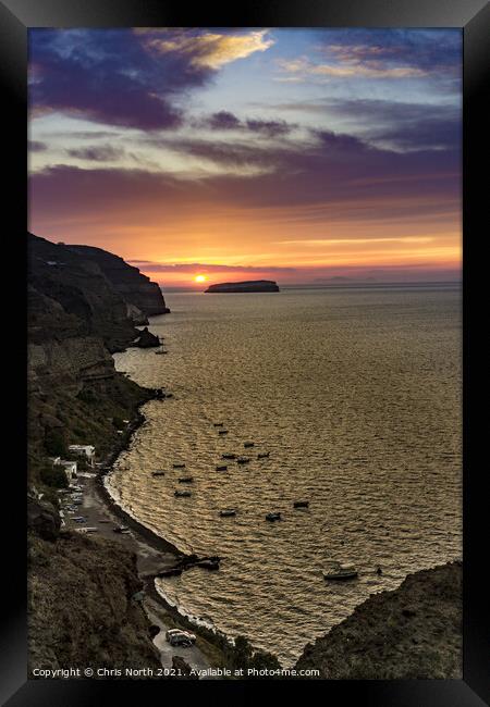 Sunset over Santorini, Framed Print by Chris North