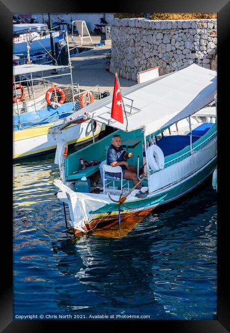 Water taxi Kalkan, Turkey. Framed Print by Chris North