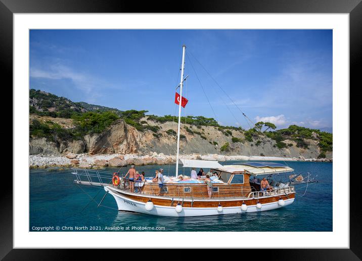 Holiday Gulet near Kalkan, Turkey. Framed Mounted Print by Chris North