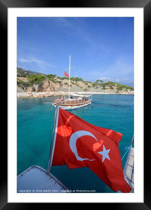 Gulet near Kalkan, turkey. Framed Mounted Print by Chris North