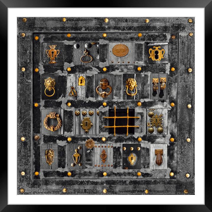 Montage of Old Spanish door knockers. Framed Mounted Print by Chris North