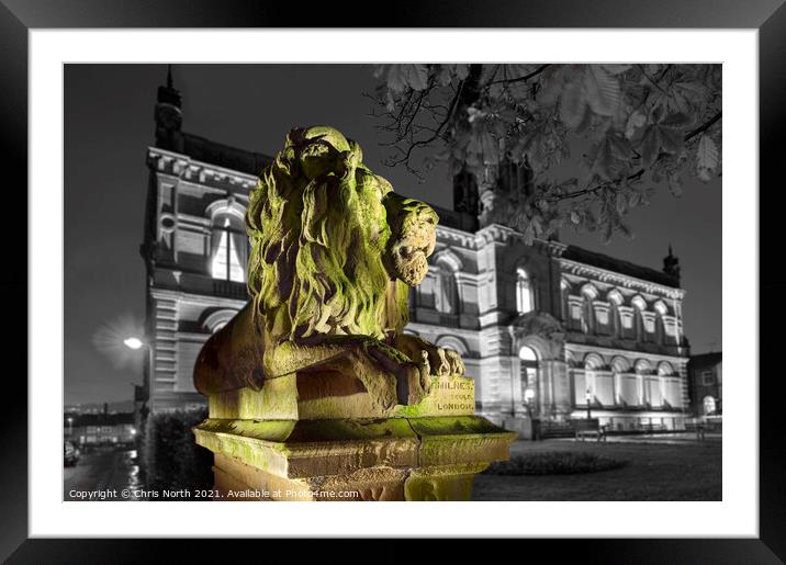 Sentinel Lion, Saltaire. Framed Mounted Print by Chris North
