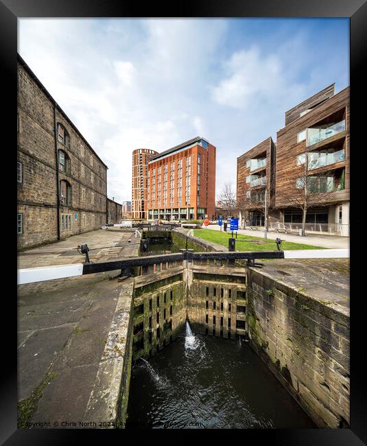 The start of the Leeds Liverpool canal at Leeds, Yorkshire. Framed Print by Chris North