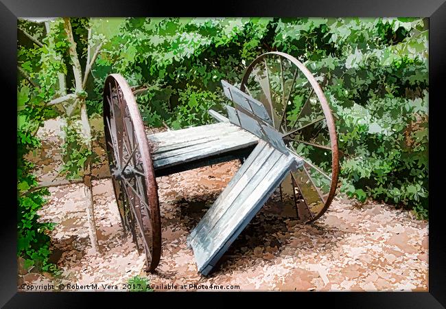 Old wagon wheel cart Framed Print by Robert M. Vera
