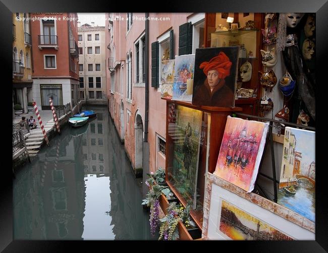 Art on a Venice canal                              Framed Print by Mike Rogers