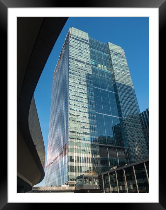 Barclays Tower in Canary Wharf Framed Mounted Print by Maarten D'Haese
