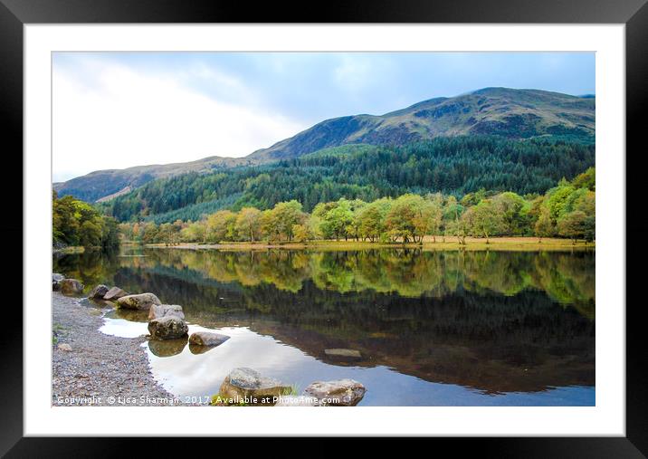 Banks of Loch Lubnaig in Scotland Framed Mounted Print by  