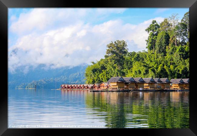 Floating village set on a lake in Khao Sok, Thaila Framed Print by  