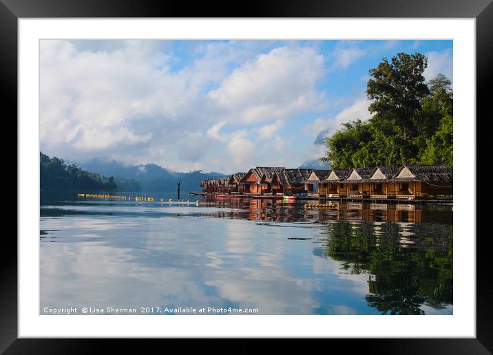Floating village set on a lake in Khao Sok, Thaila Framed Mounted Print by  