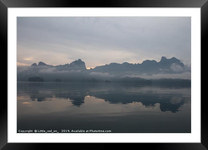 Beautiful lake landscape with jungle covered mount Framed Mounted Print by  