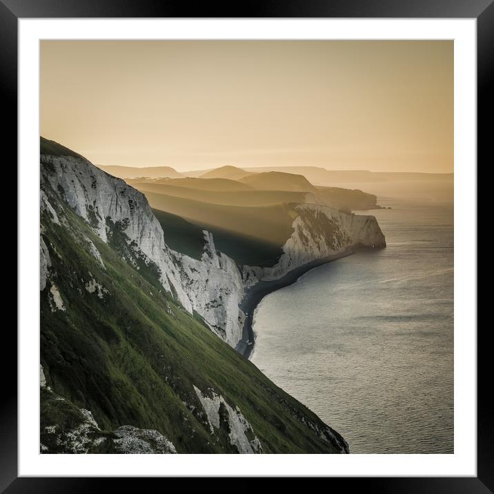 Summer sunrise on the Jurassic Coast in Dorset Framed Mounted Print by Owen Vachell