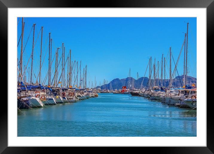 Puerto Pollensa Boats Framed Mounted Print by Lorraine Terry
