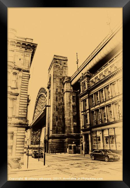 Tyne Bridge View from Queens Street Framed Print by Antony Atkinson