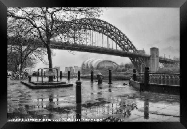 Newcastle Toon in Black and White Framed Print by Antony Atkinson