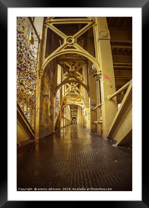 Newcastles Golden Bridge  Framed Mounted Print by Antony Atkinson