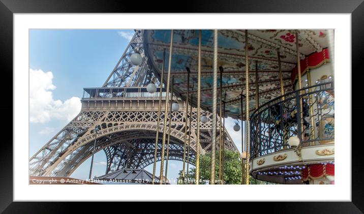The Eiffel Tower Carousel Framed Mounted Print by Antony Atkinson