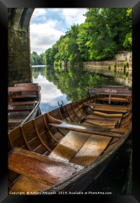 Durham Boating Along the River Framed Print by Antony Atkinson