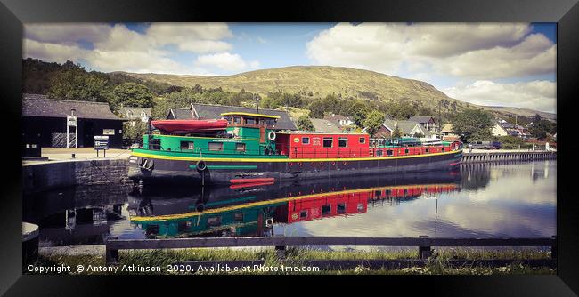 Barge on the Caladonian Canal Framed Print by Antony Atkinson