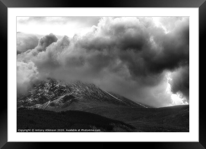 Ben Nevis in Black and White Framed Mounted Print by Antony Atkinson
