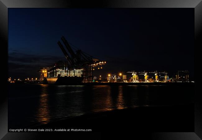 Harwich's Illuminated Port Nightfall Framed Print by Steven Dale