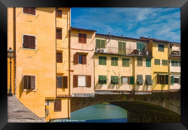 Florence's Historic Ponte Vecchio Bridge Framed Print by Steven Dale
