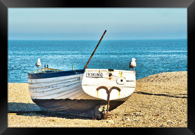 Nostalgic Viking Vessel on Aldeburgh Shores Framed Print by Steven Dale