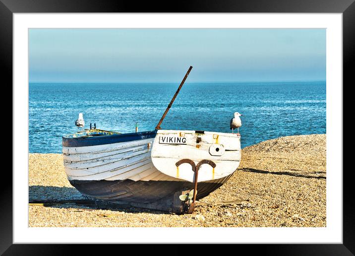 Nostalgic Viking Vessel on Aldeburgh Shores Framed Mounted Print by Steven Dale