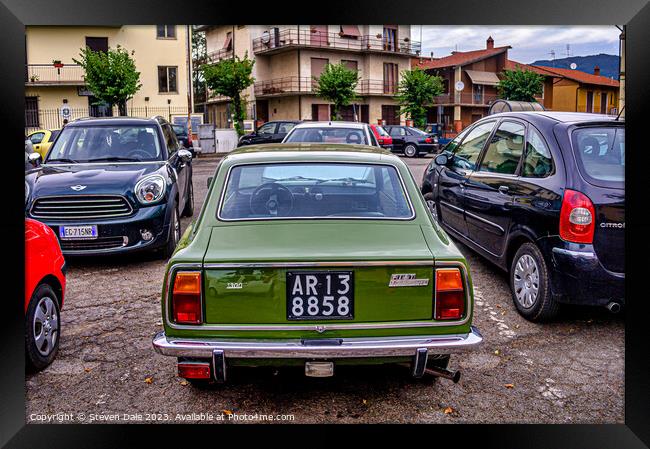 Enchanting Fiat 128 Amidst Tuscan Charm Framed Print by Steven Dale