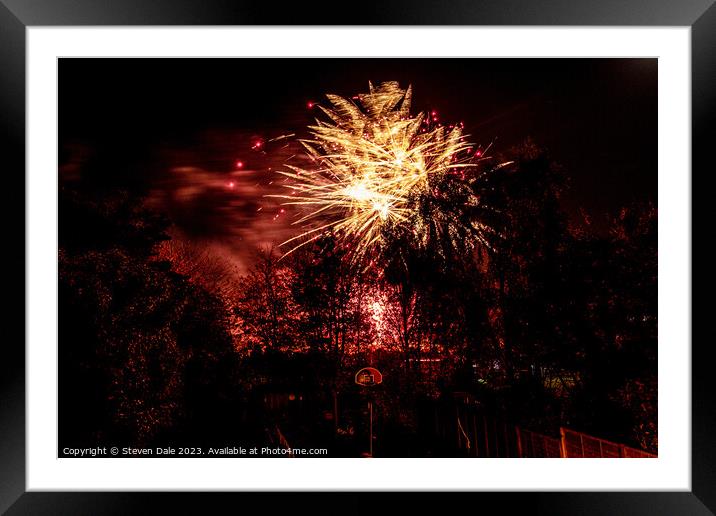 Night's Spectacular Firework Display Framed Mounted Print by Steven Dale