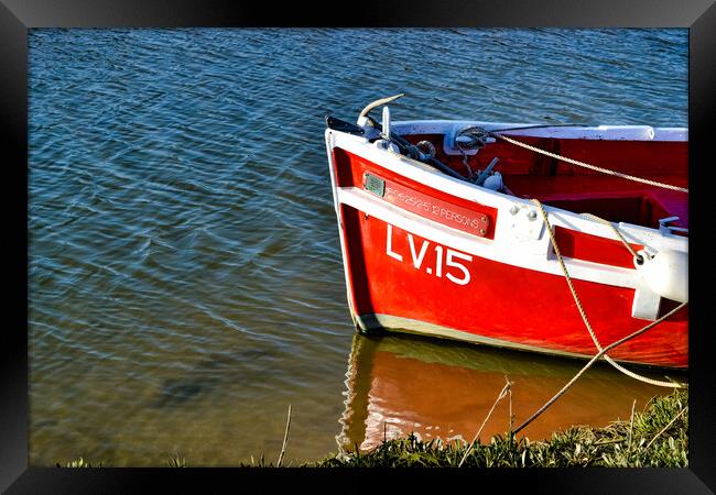 Red and white Boat Tollesbury, Essex Framed Print by Steven Dale