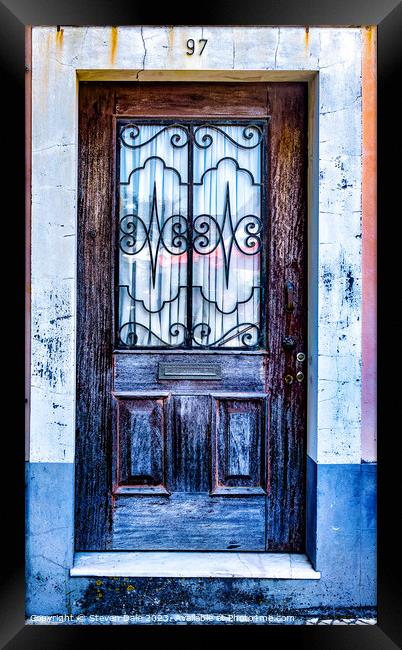 Rustic Aveiro Old Door Framed Print by Steven Dale