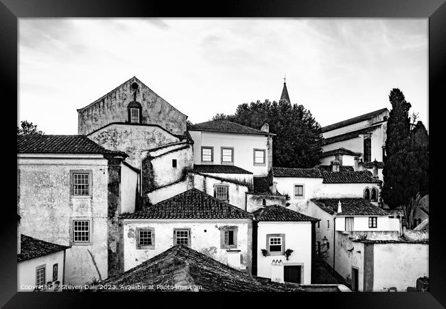 Óbidos Old Town Monochrome Framed Print by Steven Dale