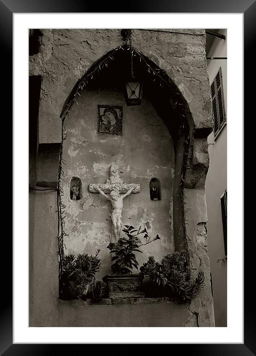 Divine Laterina: An Italian Wayside Crucifix Framed Mounted Print by Steven Dale