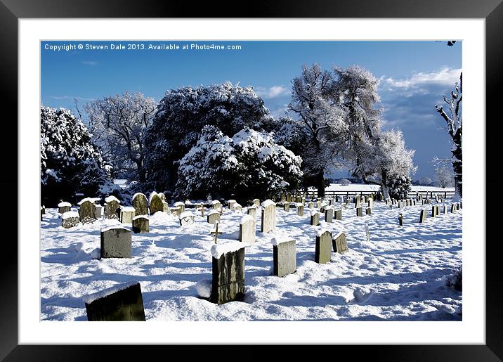 Winter's Touch on Hethersett Graveyard Framed Mounted Print by Steven Dale