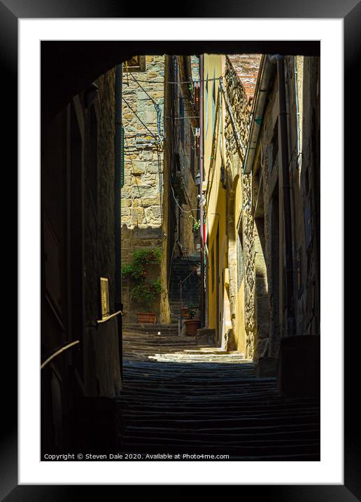 Tuscan Charm: Cortona's Historic Steps Framed Mounted Print by Steven Dale